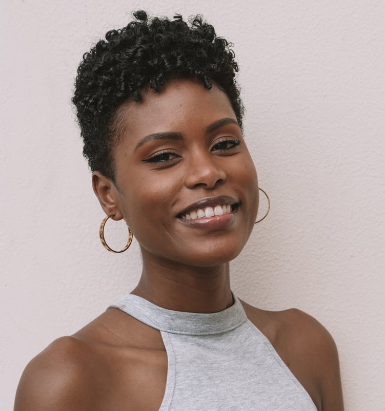 Woman with Curly Black Hair